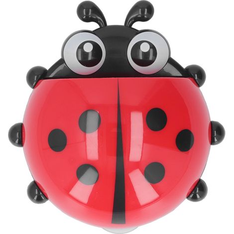 2 Pièces Enfants Porte-brosse À Dents Mural Mignon Coccinelle Organisateur De Rangement Avec Ventouse Pour Salle De Bain Maison Dortoir Rouge
