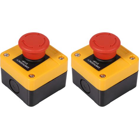 Interrupteurs D'Arrêt D'Urgence À Signe Rouge 10a, 2 Pièces, Interrupteur À Bouton-poussoir 1no 1nc Avec Boîte Compacte Et Réactive