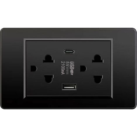 Prise De Courant Électrique Murale De Type Thaïlandais, Chargeur Usb C Permettant De Gagner De L'Espace Pour La Maison, Noir