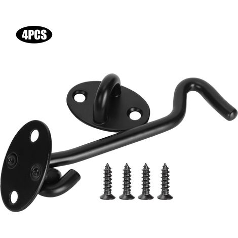 Crochet De Verrouillage De Porte Et Fenêtre En Acier Inoxydable, Kit De Crochets De Cabine, Accessoire De Quincaillerie Noir