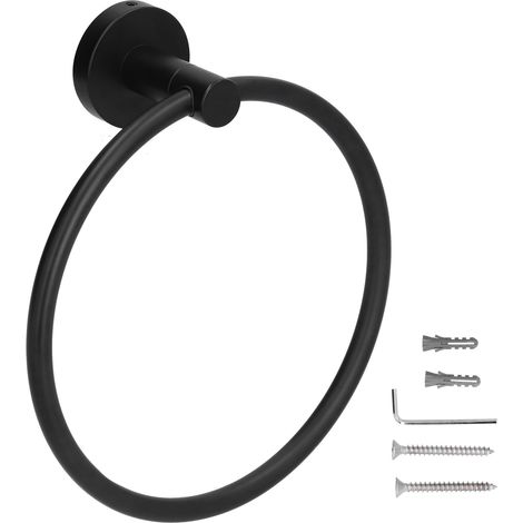 Anneau Porte-serviettes Mural En Acier Inoxydable 304, Support Noir Mat Pour Salle De Bain