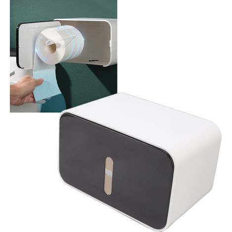 Couvercle De Boîte De Rouleau De Papier Toilette, Étanche, Sans Poinçon, Empêche La Corrosion, Support Mural De Papier Toilette, Noir