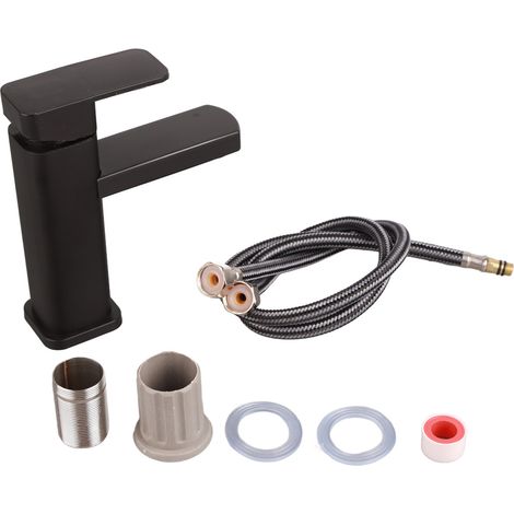 Robinet D'Évier De Cuisine Eau Chaude Froide En Plastique Quadrate Noir Pour Salle De Bain Hôtel