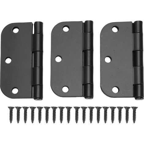 Charnières De Porte Arrondies 3,5 Pouces Rayon 5/8 Noir Mat Intérieur Extérieur Pour Portes Bureau Chambre À Coucher Matériel De Construction De Fenêtre Extérieure
