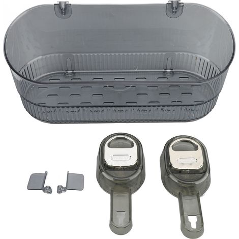 Support De Rangement À Ventouse Pour Salle De Bain, Multifonctionnel, En Plastique Résistant À L'Eau, Drainage Efficace, Support De Douche Pour Articles De Toilette, Gris Transparent