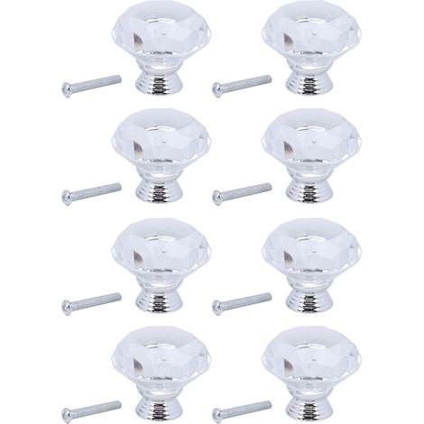 8 Pièces/ensembles 40mm Boutons De Porte En Verre Cristal Tiroir Armoire Meubles Poignée De Cuisine Matériel