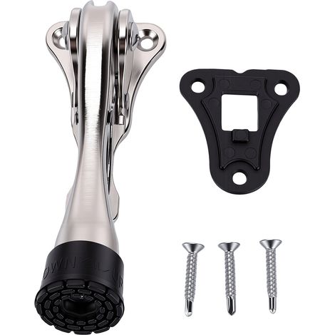 Butée De Porte Kickdown, Base En Caoutchouc Antidérapante, Mains Libres, Anti-collision, Butée Au Pied, Argent