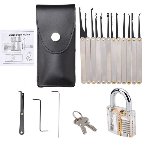Outil De Déverrouillage Pour Serrurier, Ensemble De Pratique D'Exercices, Métal Robuste, Portable Avec Sac De Rangement, 19 Pièces