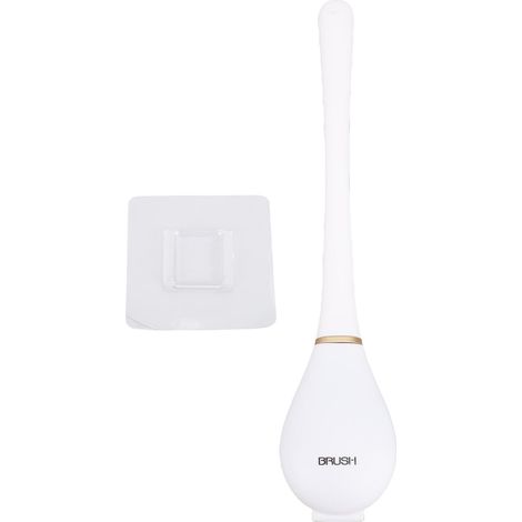 Brosse De Toilette Et Support Mural, Ensemble De Nettoyage De Salle De Bains Avec Poils Souples Tpr Blanc