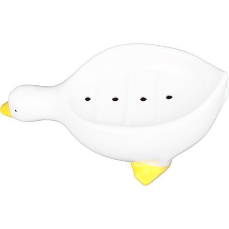 Porte-savon En Céramique De Canard, Support Auto-drainant En Forme D'Animal Mignon Avec Drain Pour Douche, Salle De Bain Et Cuisine