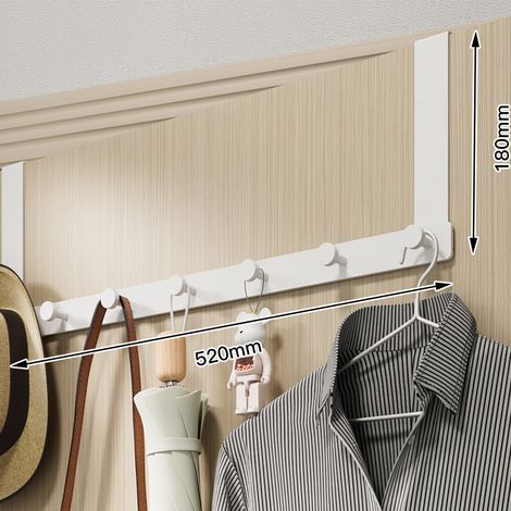 Crochet De Porte Sans Poinçon, Bras Long Sans Couture, En Aluminium Silencieux, Pour Chambres À Coucher, Salles De Bains, Blanc 7