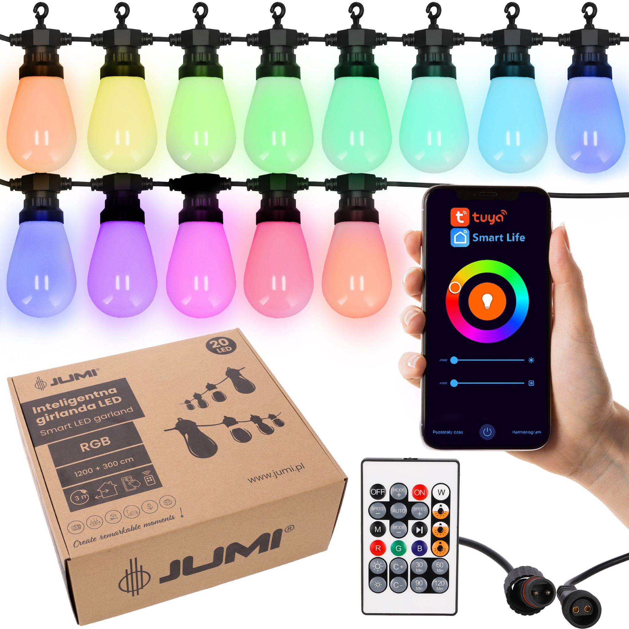 12 M Lange, Mehrfarbige Led-lichterkette Mit Smart-funktion Und Tuya-app-steuerung