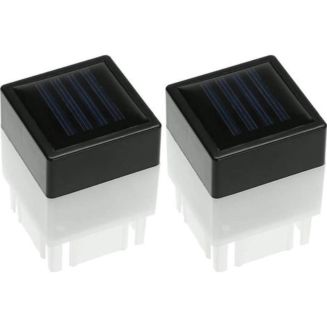 Quadratische Solarleuchten Für Zaunpfosten, Solarleuchten Für Den Außenbereich, Z. B. Für Terrassenpfosten (2 Stück, Schwarz)