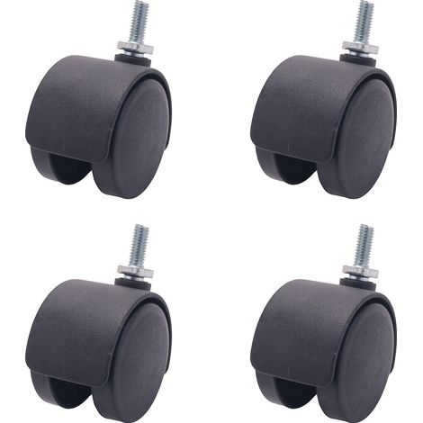 6-mm-gewindeschaft, 40-mm-doppelrollen-lenkrolle, Schwarz