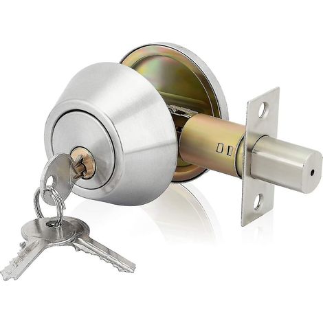 Einfacher Zylinderschloss In Satiniertem Nickel, Nachtsicherheitsschloss Mit Schlüssel D101