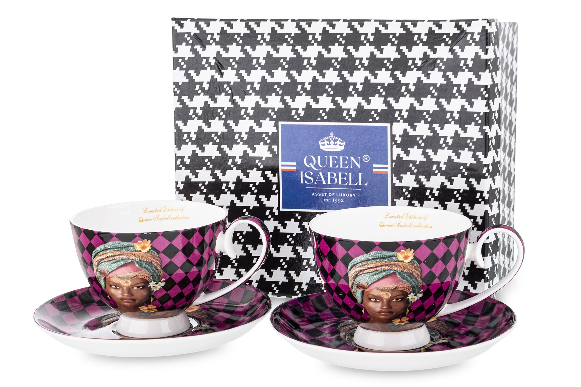 Tasse Mit Untertasse 2+2 Porzellan Mehrfarbig