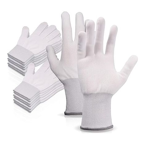 Packung Mit 6 Paar Weißen Nylon-arbeitshandschuhen, Nahtlose, Rutschfeste Montagehandschuhe, Angenehm Zu Tragen