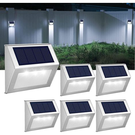 Solar-gartenleuchten Für Den Außenbereich, Wasserdichte Solar-gartenleuchten Aus Edelstahl, Kaltweiße Dekorationsleuchten – 6 Stück