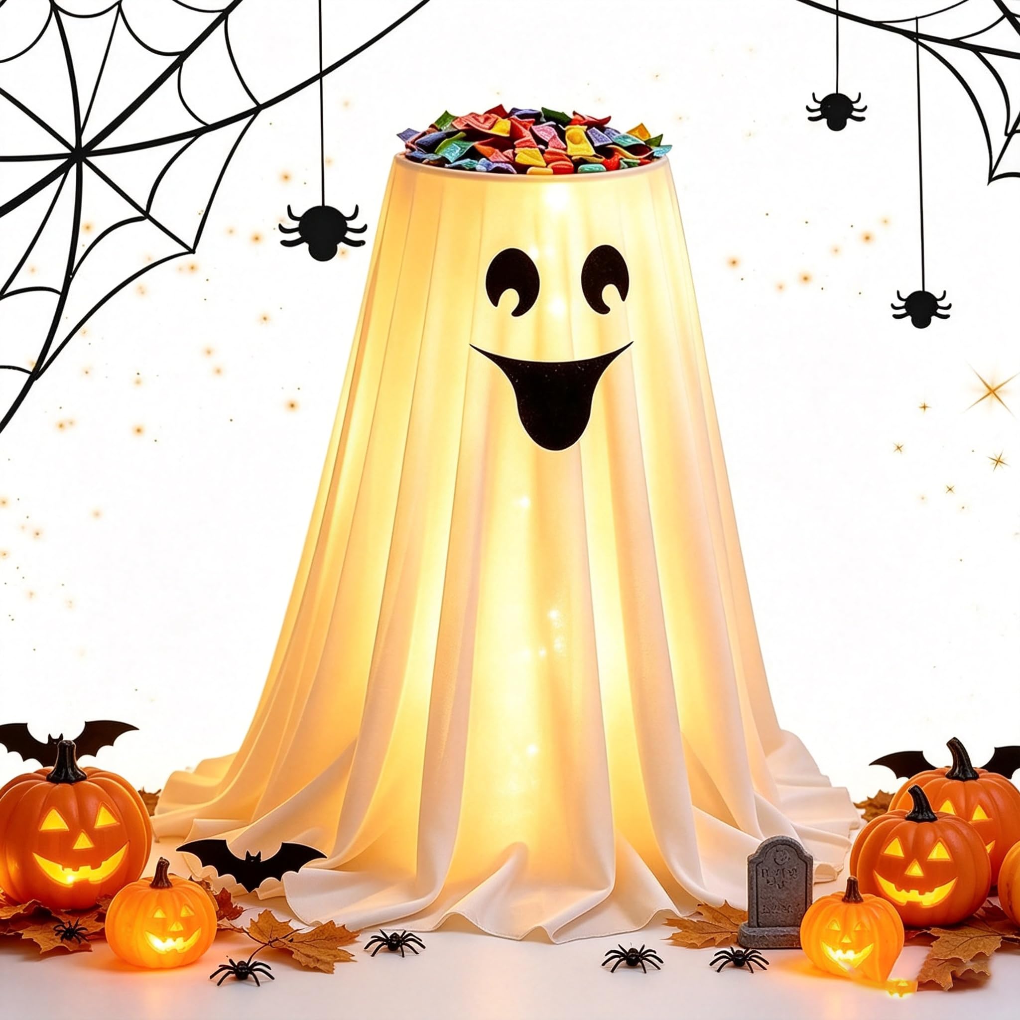 Dekorativer Led-leuchtständer Für Halloween, Leuchtender Geister-süßigkeitenhalter, Verandaschmuck, Heimparty-dekoration, Niedlicher Kleiner Geist