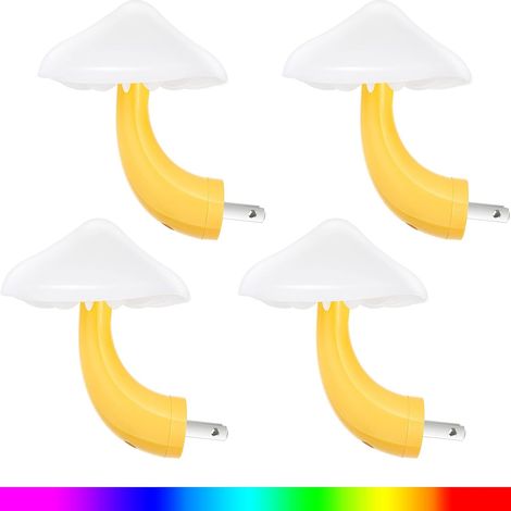 Set Mit 4 Led-nachtlichtern In Pilzform Zum Einstecken, 7 Wechselnde Farben, Mini-zauberpilz-nachtlicht Für Erwachsene (7 Farben Mit Weißer Abdeckung)