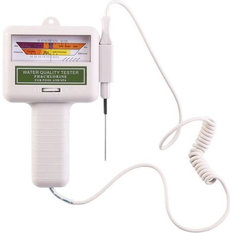Testeur D’eau De Piscine 3-en-1 – Ph Et Chlore – Avec Sonde – Blanc – Qualité D’eau