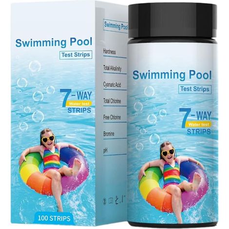 Testeur D'Eau 7 En 1 Pour Piscine Et Spa, 100 Bandelettes De Test, Chlore, Ph, Brome, Dureté Et Alcalinité