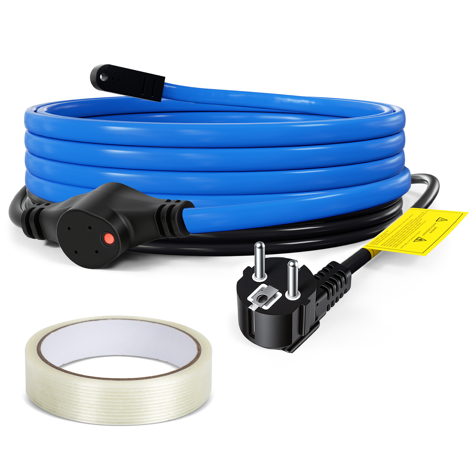 Jiubiaz 4m 100w Frostschutz Heizkabel Mit Thermostat & Kontrollleuchte Rohrheizkabel Heizleitung Für Wasserleitung Wasserdicht Rohrleitungen Inkl. 10m Klebeband Ip68