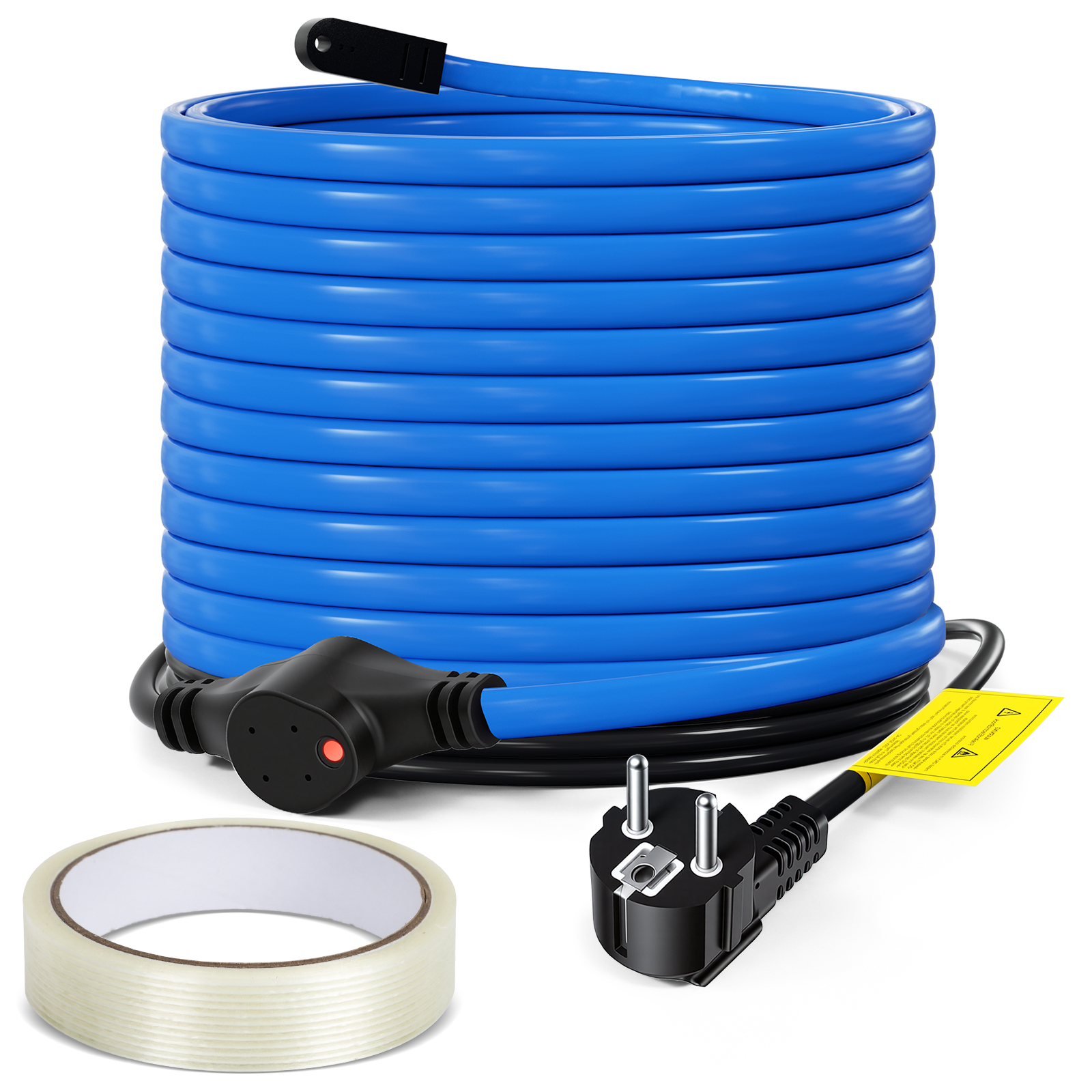Jiubiaz 12m 300w Frostschutz Heizkabel Mit Thermostat & Kontrollleuchte Rohrheizkabel Heizleitung Für Wasserleitung Wasserdicht Rohrleitungen Inkl. 10m Klebeband Ip68