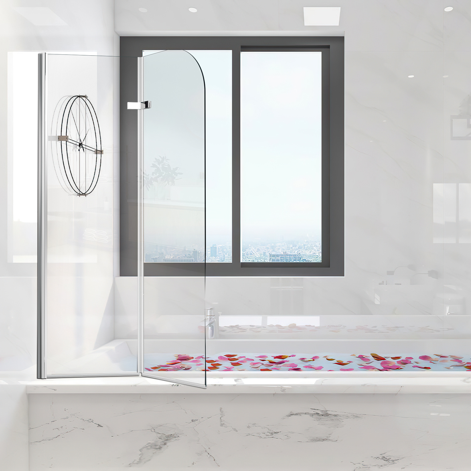 Jiubiaz 100x140cm Duschwand Für Badewanne Badewannenaufsatz, 2-teilig Faltbar, 6 Mm Esg-glas, 180° Schwenkbar, Nano-beschichtung, Silber Transparent