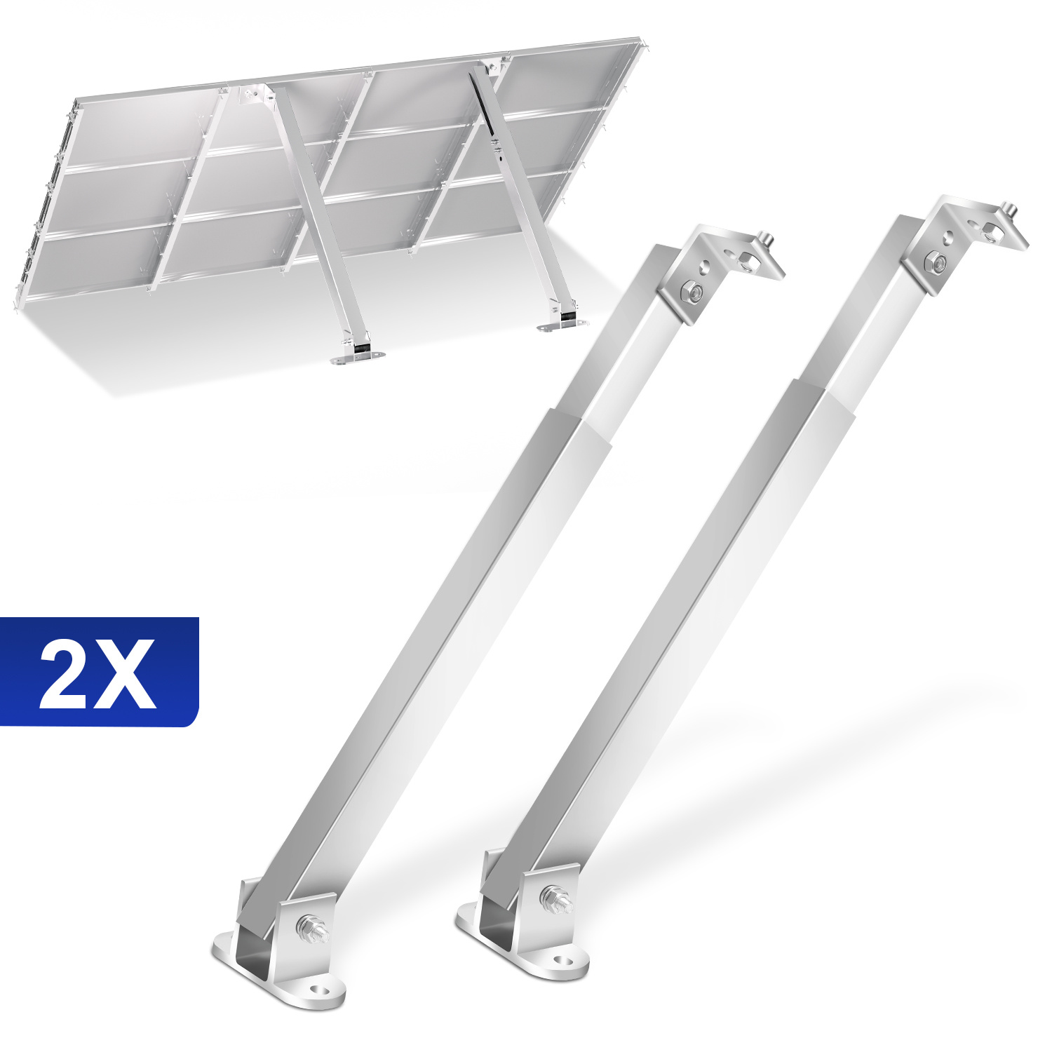 Jiubiaz 1 Paar Pv Aufständerung 38-68 Cm, 0-60° Verstellbare Solarmodul Halterung Aus 6063 Aluminium, Silber, Für 50-190 W Module Auf Dach, Balkon Und Boot