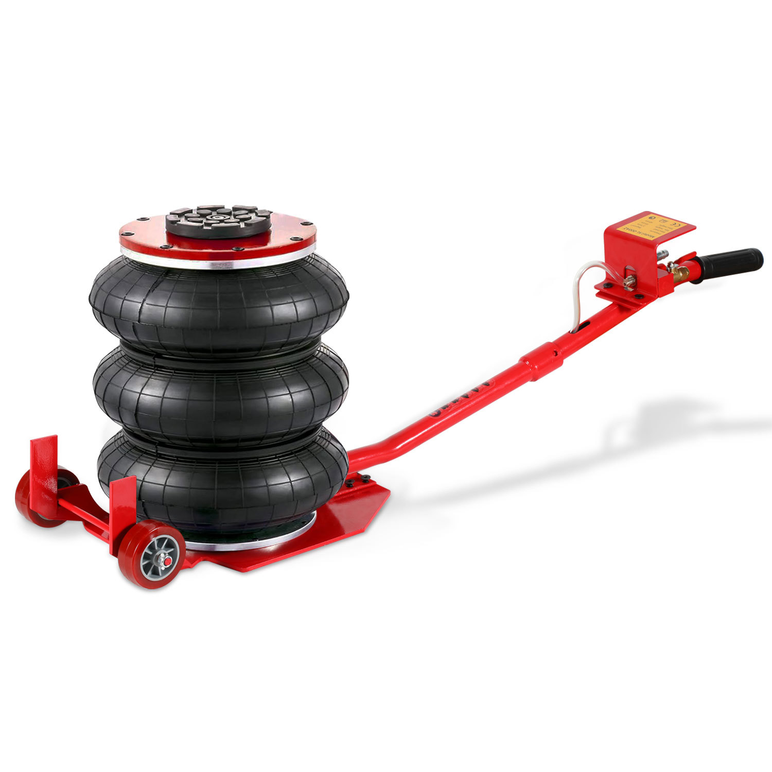 Jiubiaz Pneumatischer Wagenheber 3 T, Dreifach-luftbalg 15-40 Cm, Langgriff Mit Rollen, G1/4