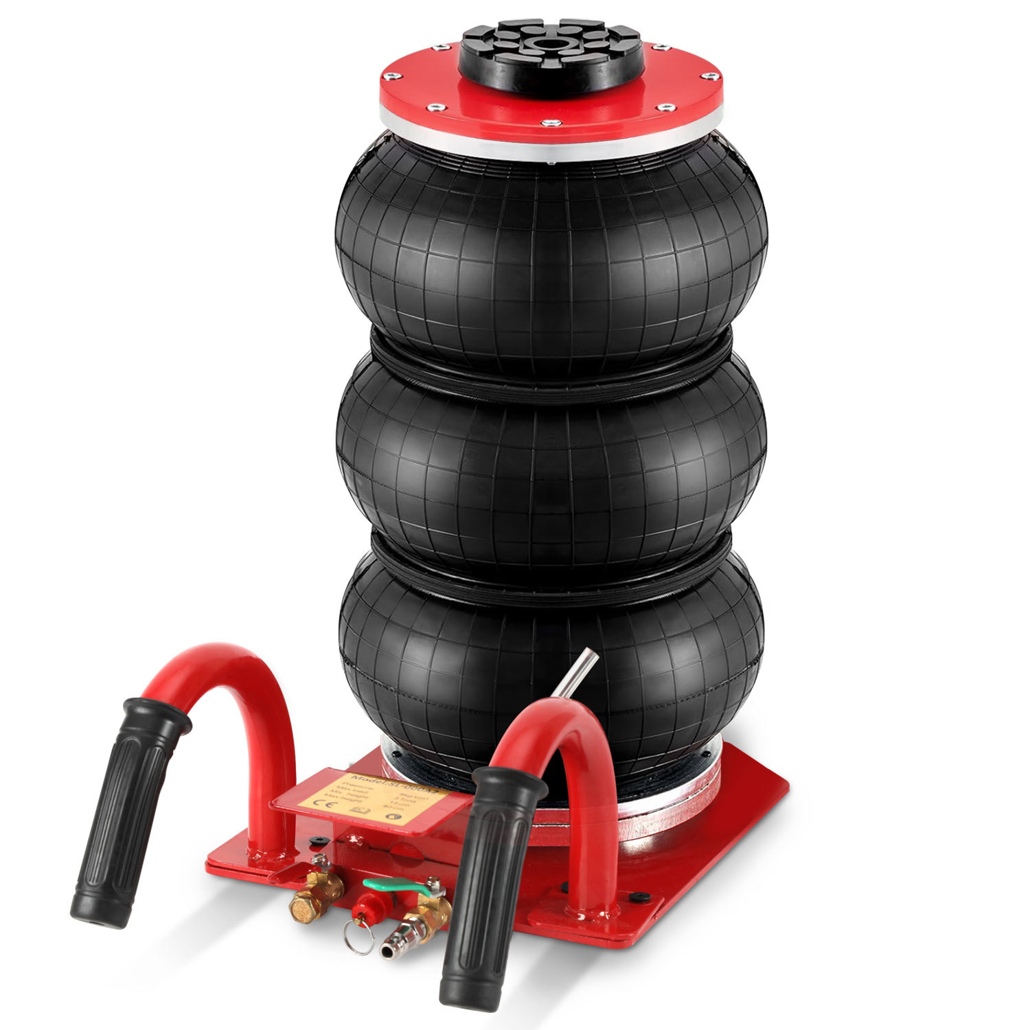 Jiubiaz Pneumatischer Wagenheber 3 T, 15-40 Cm, Dreifach-luftbalg, Winkelgriff, Reifenwechsel