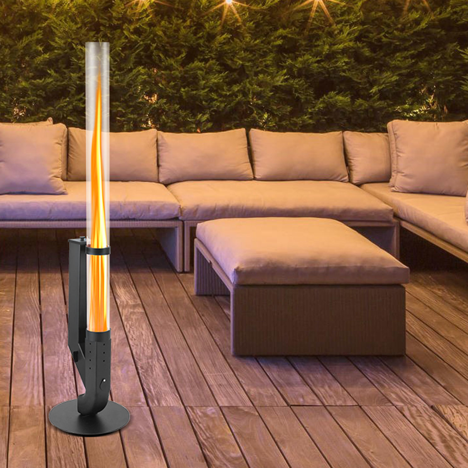 Jiubiaz Pellet Heizstrahler Terrassenheizer Für Holzpellets, 1 Kg Pelletbehälter, Bis 60 Min. Brenndauer, Glasrohr 100 X 8 Cm, Edelstahl, 131,5 Cm