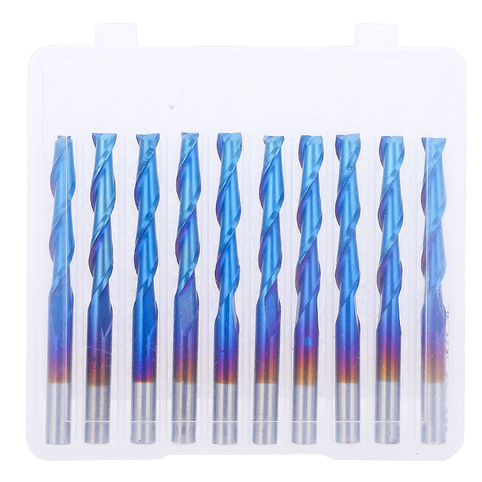 Set Mit 10 Flachfräsern, 2 Größen, Spiralform, Blauer Wolframstahl, 3,175 X 20 Mm, Zum Fräsen, Gravieren Und Bohren