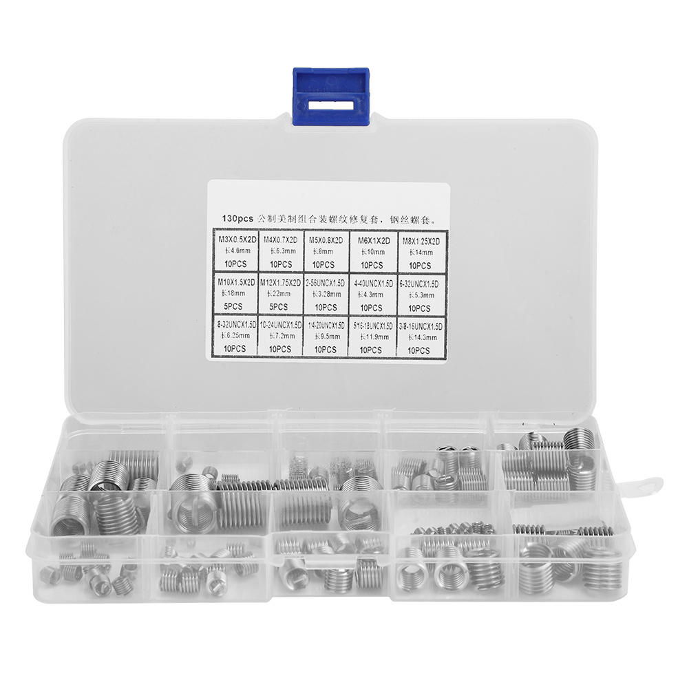Packung Mit 140 Gewindeeinsätzen Aus Edelstahldraht Für Die Reparatur Von Metrischen Und Amerikanischen Gewinden