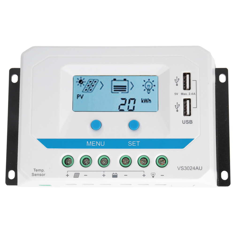 10a/20a/30a 12v/24v Auto-pwm-solarladeregler Mit Lcd-bildschirm Und Zwei Usb-anschlüssen Vs1024au