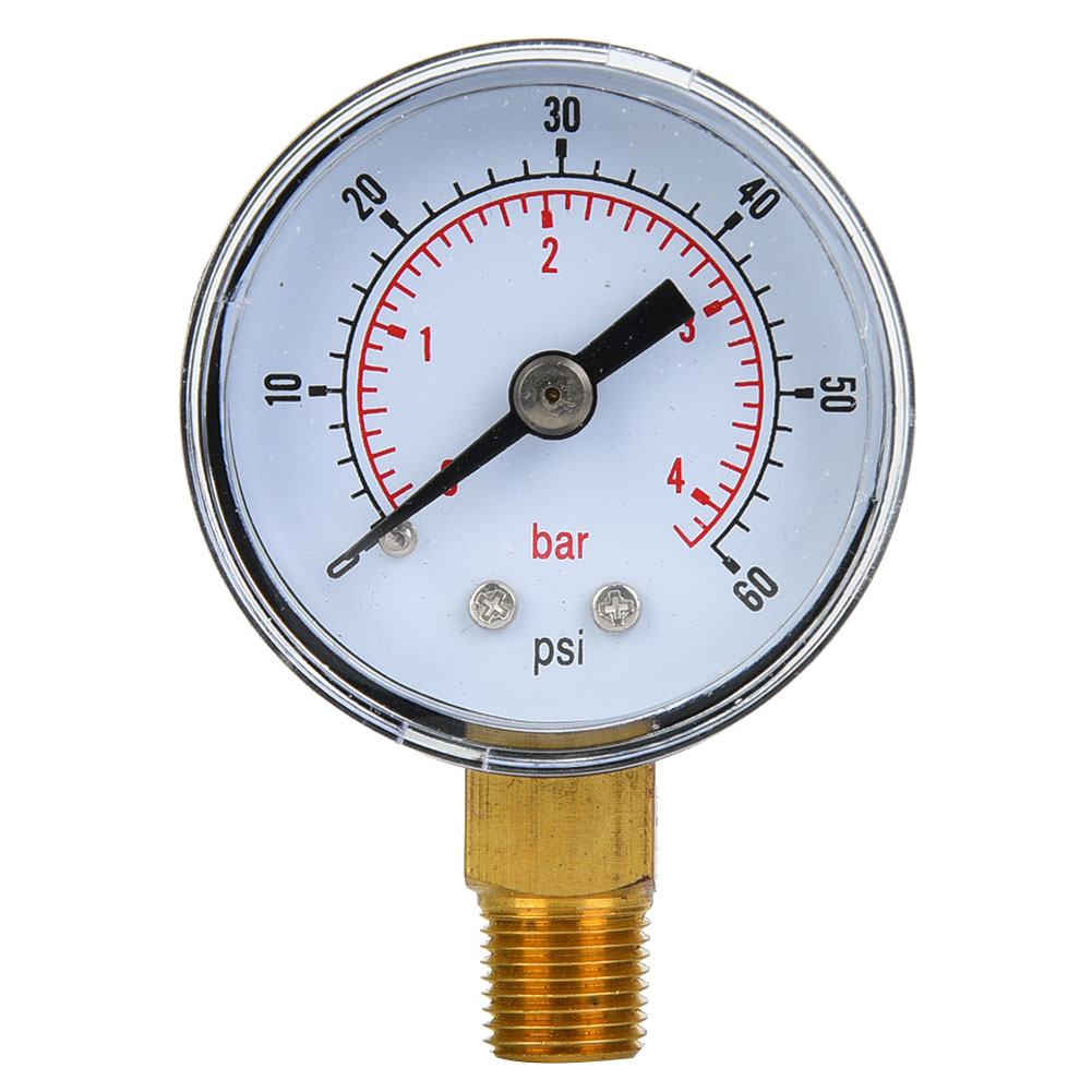 1/8 Zoll Bspt-manometer Mit Nadelanschluss Am Boden Für Luft, Öl Und Wasser (0-60 Psi 0-4 Bar)