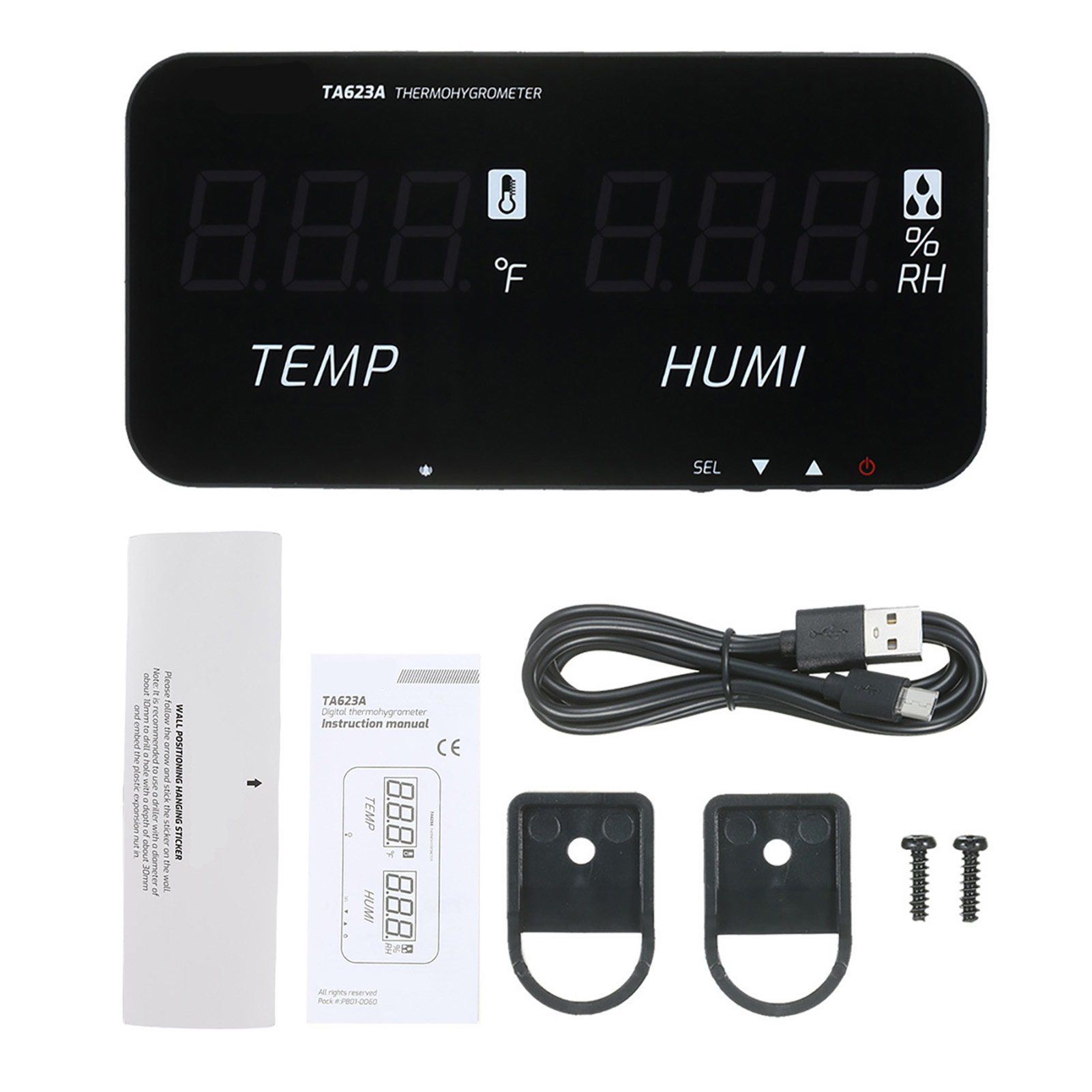 Tasi Smart Digitales Wand-thermo-hygrometer Mit Led-digitalanzeige, Thermometer-hygrometer Für Industrie, Landwirtschaft, Haushalt, Innen- Und Außenbereich