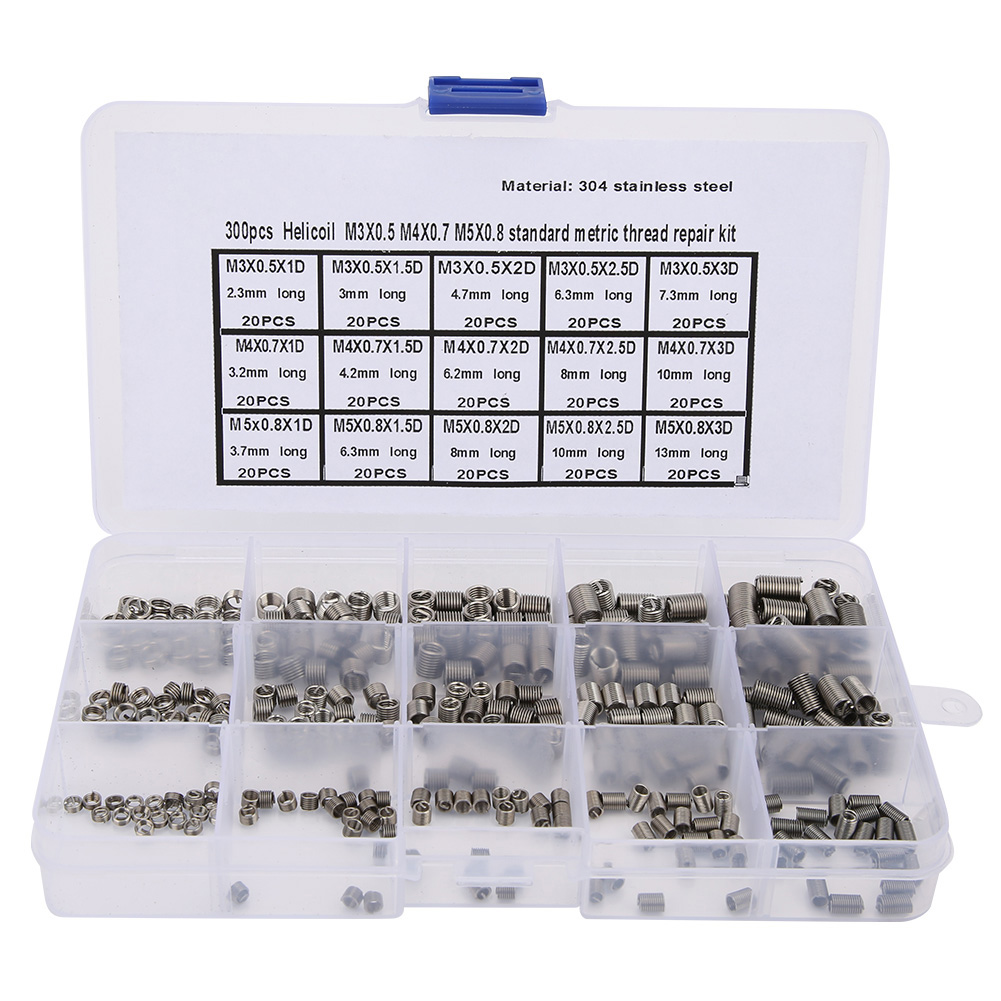 Reparaturset Mit 300 Gewindeeinsätzen Aus Edelstahl, M3x0,5, M4x0,7, M5x0,8