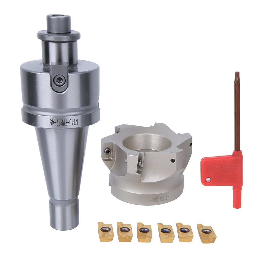 Nt40 Fmb27 Spannzangenfutter + Bap400r-80-27 Winkelfräser (6 Größen) + Apmt1604 Wendeschneidplatten (6 Stück)