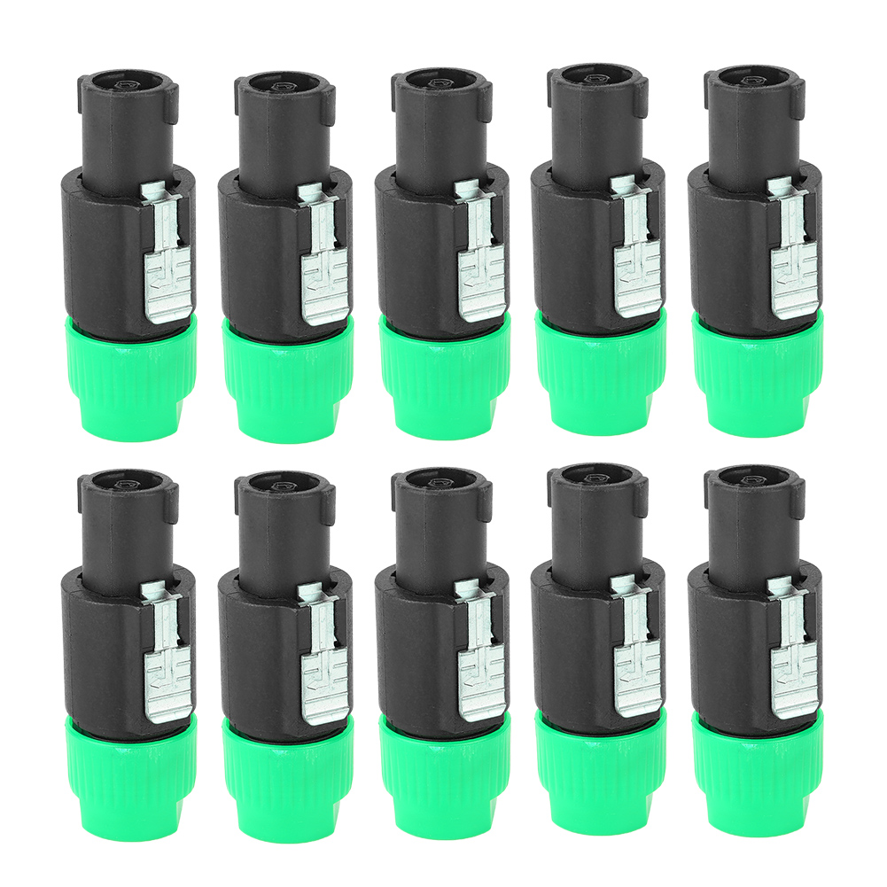 10 Stück C-nl4fc Wasserdichter Audio-lautsprecheranschluss, 4-poliger Speakon-stecker, Grün