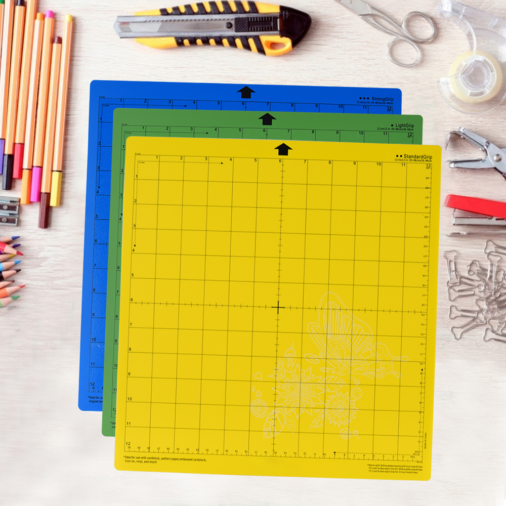 Old Fox 3er-pack Ersatzschneidematten 12 X 12 Zoll Stronggrip/standardgrip/lightgrip Mit Rutschfester Rasterklebefläche Für Silhouette Cameo Schneideplotter