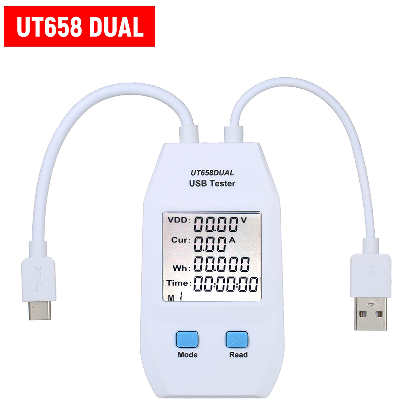 Usb-wattmeter Mit Lcd-bildschirm, Usb-tester, Detektor, Voltmeter, Amperemeter, Digitaler Leistungskapazitätstester (ut658-dual)