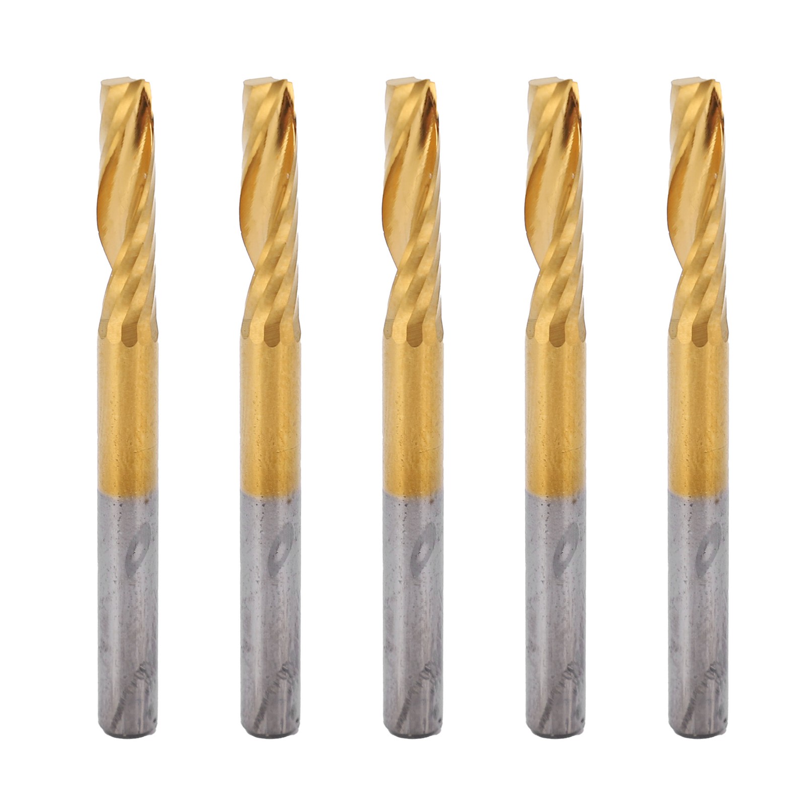 Satz Mit 5 Spiralförmigen Cnc-fräsern, Titanbeschichteter Schnellarbeitsstahl, 4 X 17 X 45 Mm, Zur Bearbeitung Von Aluminium