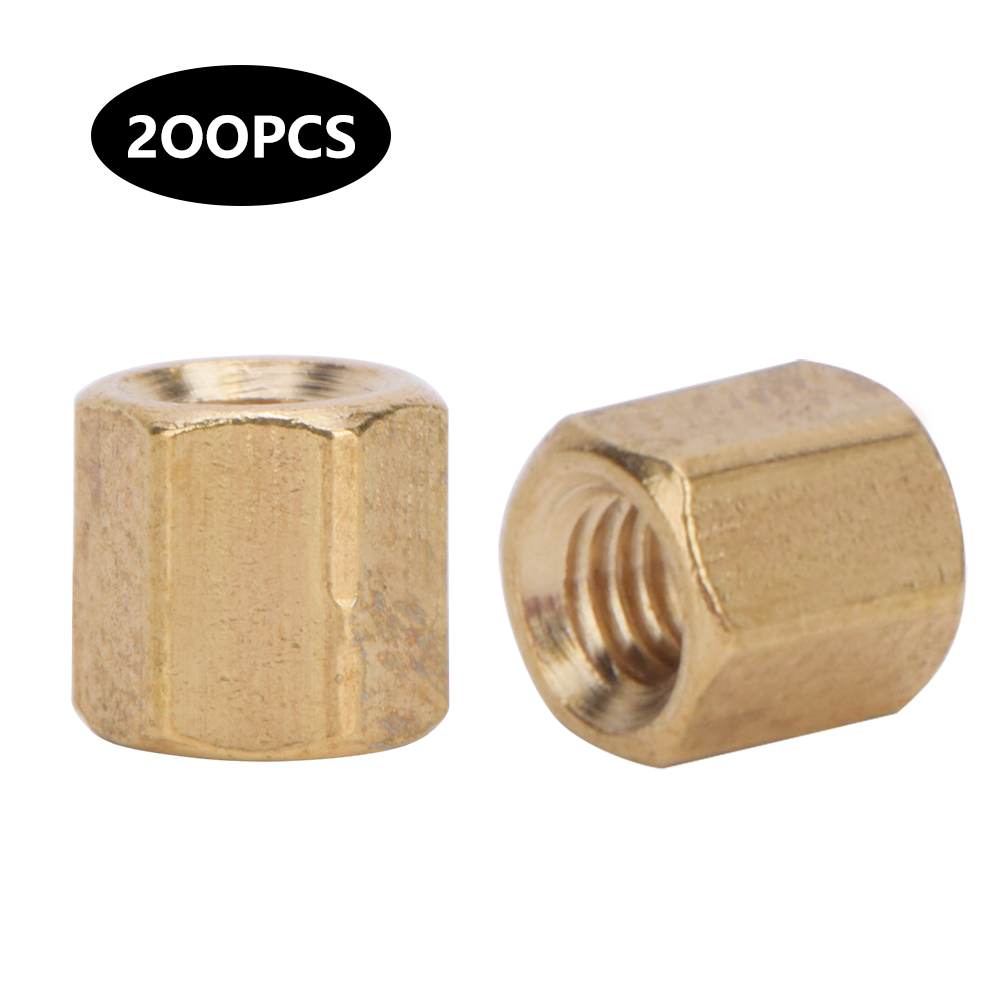 M3 2-wege-sechskant-abstandshalter Aus Messing Für Leiterplatten, Kupplungsmuttern, M3x5/6/8/10/12/15/20-50, 200 Stück M3x5
