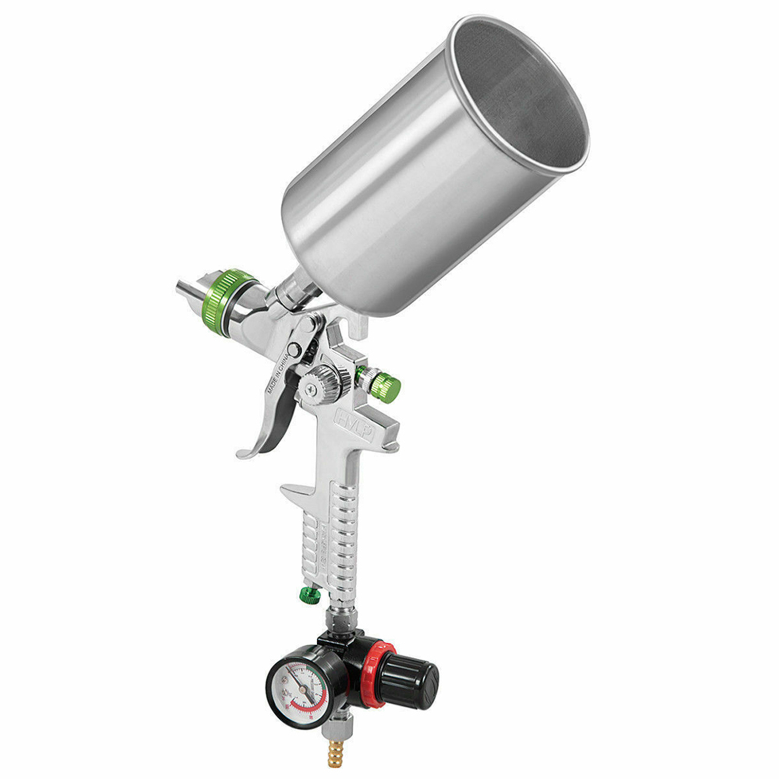 Schwerkraftbetriebene Hvlp-farbspritzpistole Mit 2,5 Mm Aluminiumrohr Und Edelstahldüse, 1-liter-druckluftgerät Für Autolackierung, Möbel Und Heimwerkerprojekte.