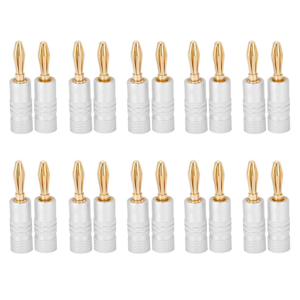 20 Stück 24-karat-vergoldete Bananenstecker Aus Messing Für 4-mm-lautsprecherkabel, Wasserdichter Audioanschluss Von Nakamichi