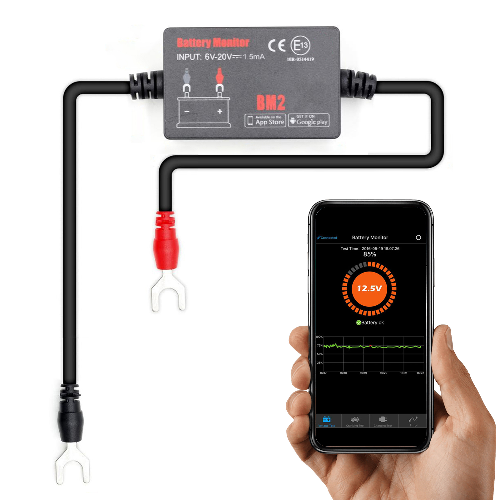 Bt 4.0 620v Batteriemonitor, Vernetztes Fahrzeugdiagnosegerät Mit Smartphone-app Für 12v Fahrzeugbatterien