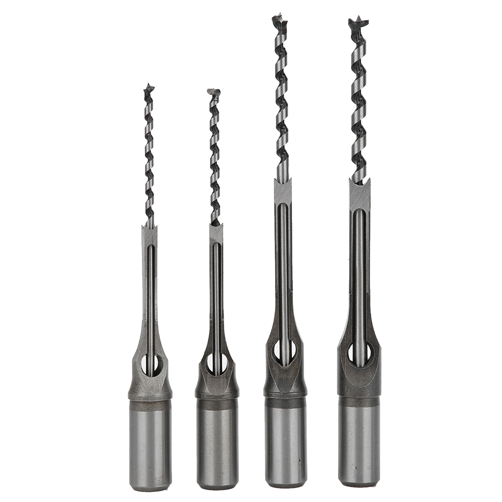 Set Mit 4 Stahl-vierkantbohrern Mit Kugellager Zum Bohren Von Holzlöchern Von 6 Bis 9,5 Mm