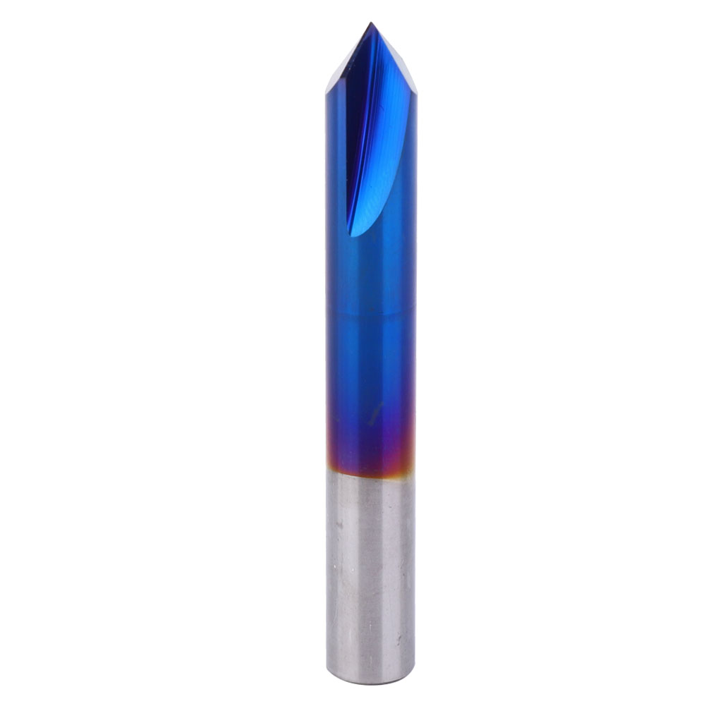 90°-fasenfräser, 2 Größen, Hartmetall, Blaue Beschichtung, 8x60l Schaft